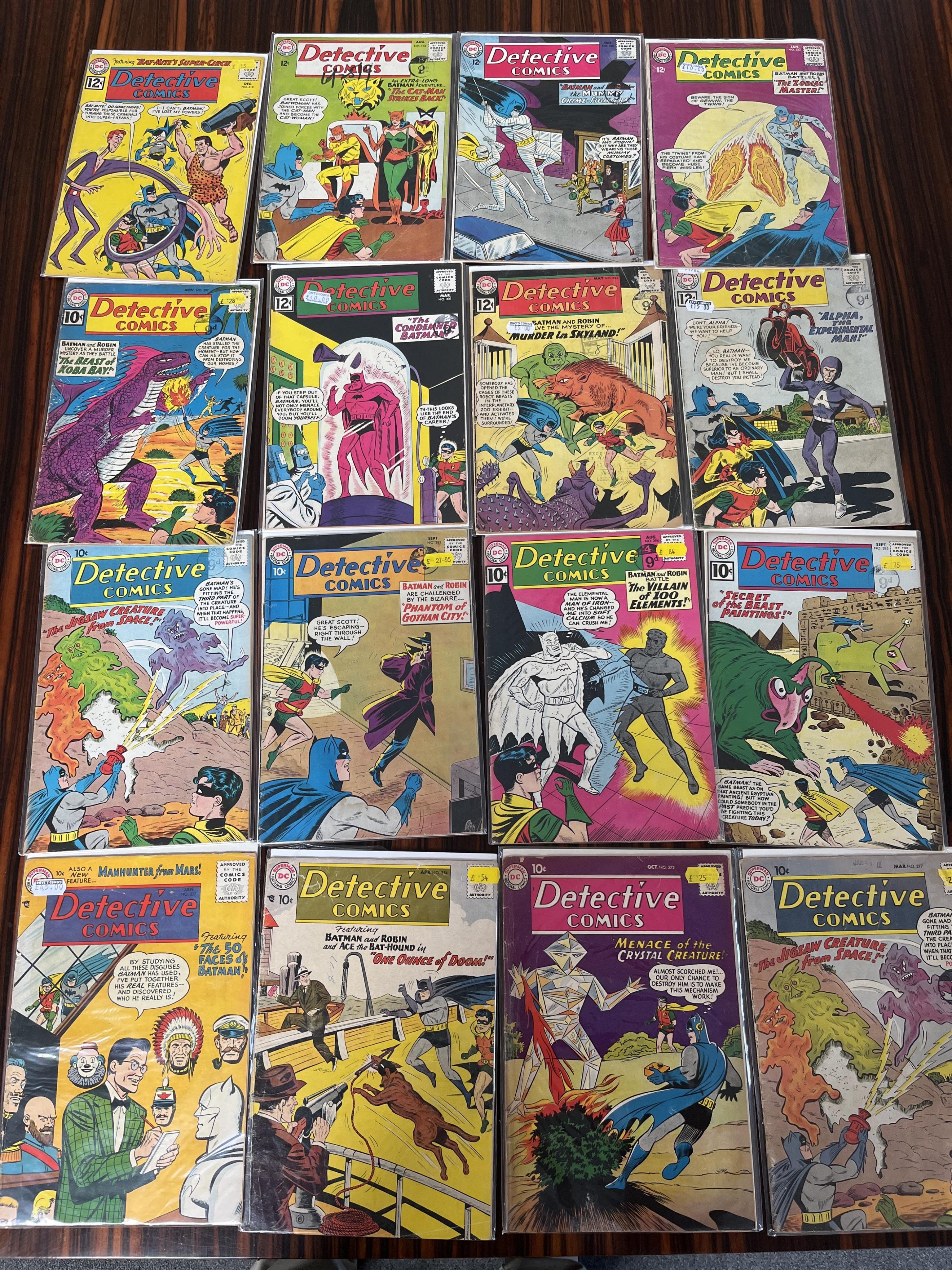 Detective Comics, DC comics, Vol. 1, 1956-1966, 50 issues between #227–356, comprising, #227, #254, #272, #277 x2, #283 [minor key], #294, #295, #297, #301, #303, #307, #310, #318, #320, #323 [minor key], #328 [minor key